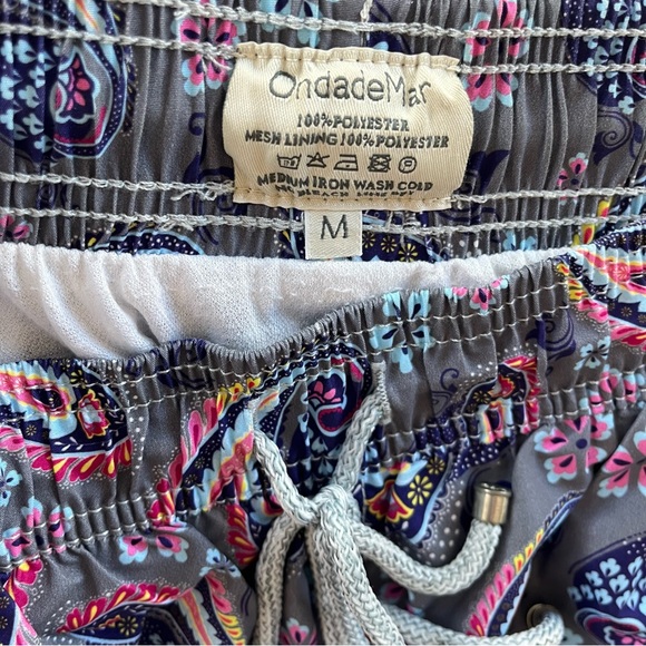 OndadeMar Swim Trunks. Paisley Print. Gray, purple. M - Picture 5 of 6
